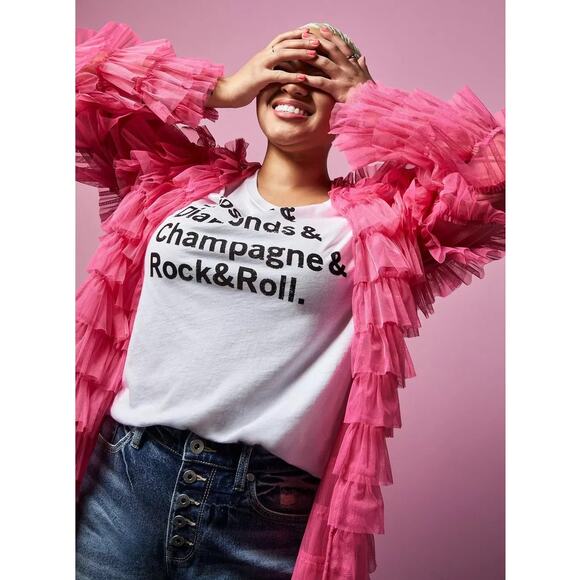 NWT RARE Betsey Johnson x Torrid Pink Mesh Ruffle Tiered Kimono | SZ 00 (10) - Picture 2 of 12